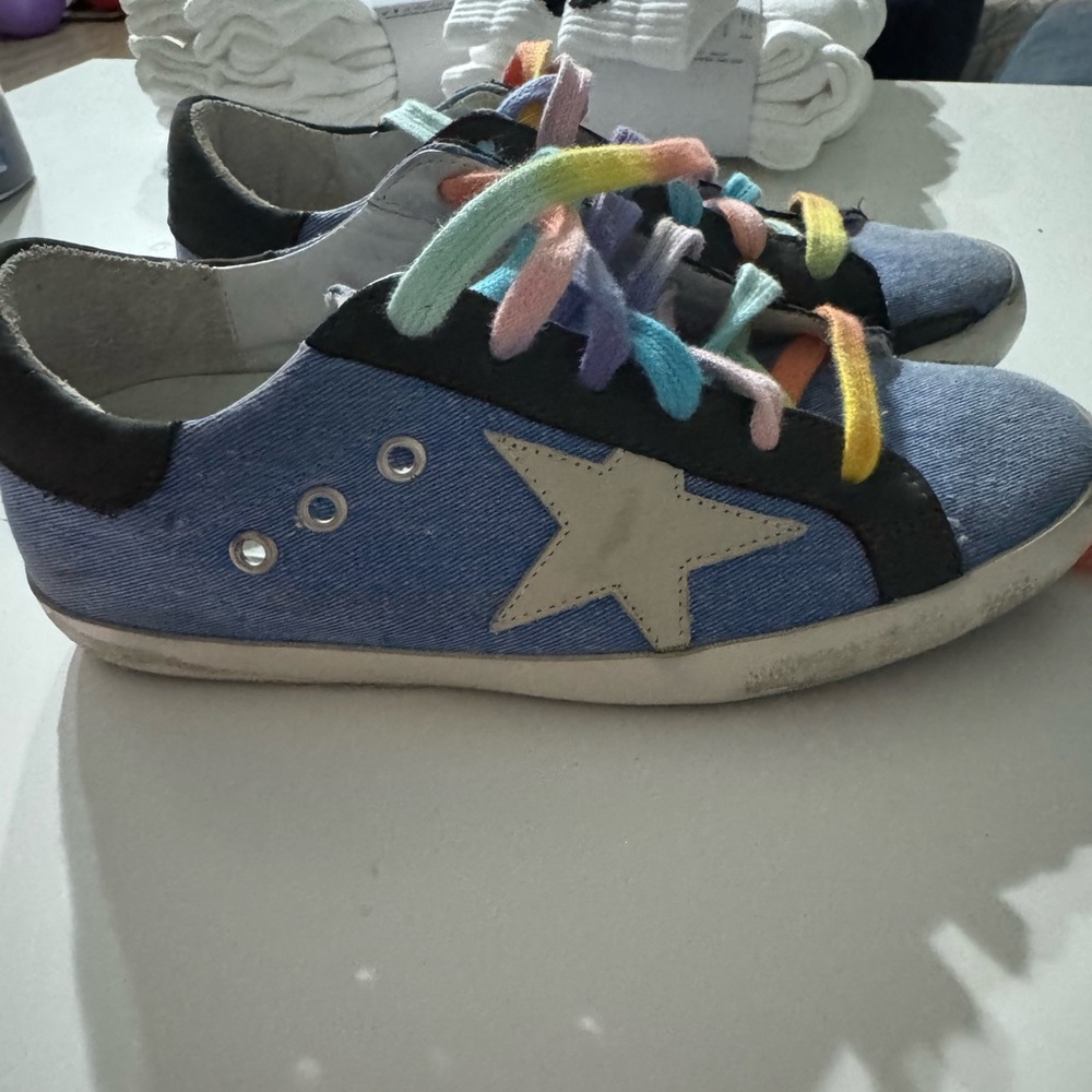 Denim golden goose sneakers size 5.5 never worn $240